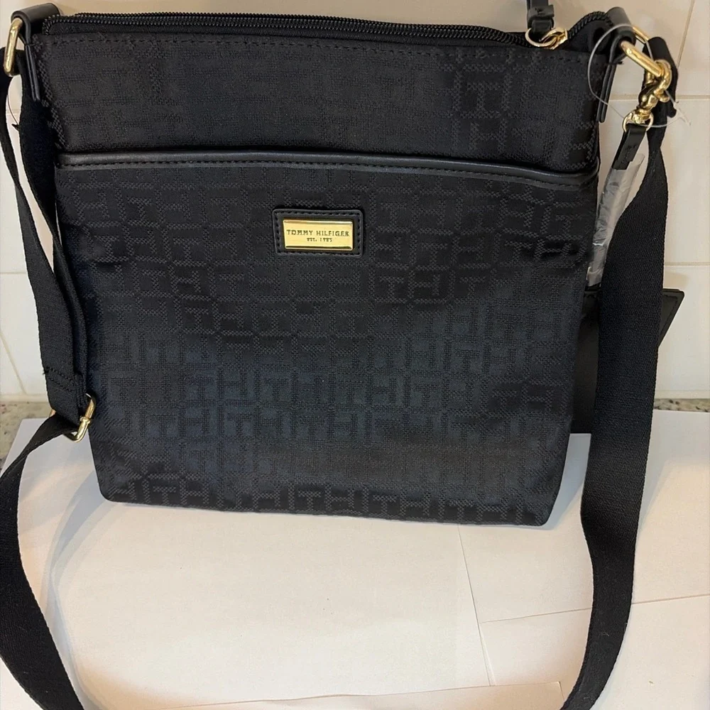 Tommy Hilfiger Black Logo Jacquard Crossbody Bag